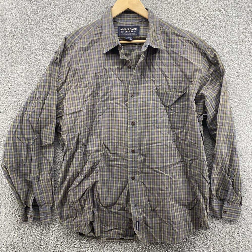 Abercrombie & Fitch 90's‎ Oversized Plaid Flannel Long Sleeve Shirt 100% Cotton